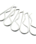 20Pcs M3 60mm Cotter Pins R Clips Hairpin Assortment Kit For Trailer Hitch Lock Systems Heavy Duty Zinc Plated For Lawn Mowers Trucks And Trailers Durable Construction. Silver cotter pins arranged in a fan shape on a white background.