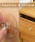 Installing Crystal Diamond Drawer Knobs Self Adhesive Clear Acrylic Pull Handles for furniture, close-up on wooden dresser