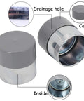 Bearings Protectors For 1.98 Inch Hub Grease Caps And Dust Covers Pair Gray And Chrome showing drainage hole and inside view