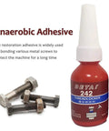 1Pc 10G Thread Lock Glue For Screws, Oil Resistant Anaerobic Adhesive, Medium Strength Threadlocker bottle with metal screws