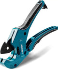 Heavy Duty Ratchet Pipe Cutter For PEX PVC And PPR Hoses Up To Two And A Half Inches With Aluminum Body And SK5 Blade Teflon Coated