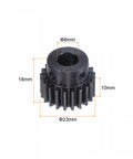 Universal Mod 1 Pinion Gear 21T 8mm Bore Hardened Steel Motor Rack Spur Gear detailed view with measurements for RC cars