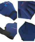 Webbed Swim Gloves For Water Training Neoprene Paddling Gloves with Adjustable Velcro Wrist Resistance Boost, blue, neoprene close-up