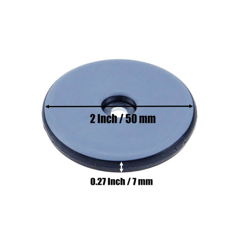 Premium Teflon Furniture Sliders Round 2 Inch with Screws, showing dimensions and design for hardwood, tile, laminate floors.