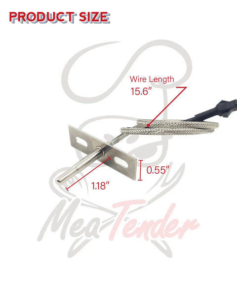 RTD Grill Internal Temperature Probe Replacement for Copperhead Series dimensions and wire length detail
