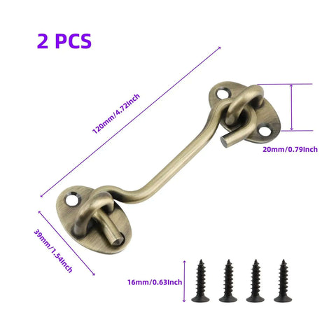 Stainless Steel Hook And Eye Latch 4.72 Inch Gate Latch Privacy Lock With Mounting Screws 2 Pack Antique Bronze Finish