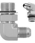 3/8 Inch Male JIC 37 Degree Flare To 1/2 Inch Male SAE ORB 90 Degree Elbow Hydraulic Adapter Twin Pack For Heavy Duty Fluid Lines SAE J514 J1926 Compatible Durable Port Fittings, chrome finish