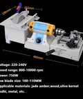 Beast 750W Jewelry Polishing Buffer Bench Lathe 3 In 1 Grinder Kit with dimensions and specs displayed