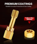 TOMMARS metric thread chaser tool with yellow zinc coating and matching hex nut (two-piece shown).