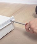 Six Pairs Of 12 Inch Bottom Mount Drawer Slides For Heavy Duty Rails With Mounting Screws, White Finish, Easy Install, Durable Cold Rolled Steel, Fits Bottom Or Side Mount, Replacement Hardware For Smooth Glide installed with screwdriver