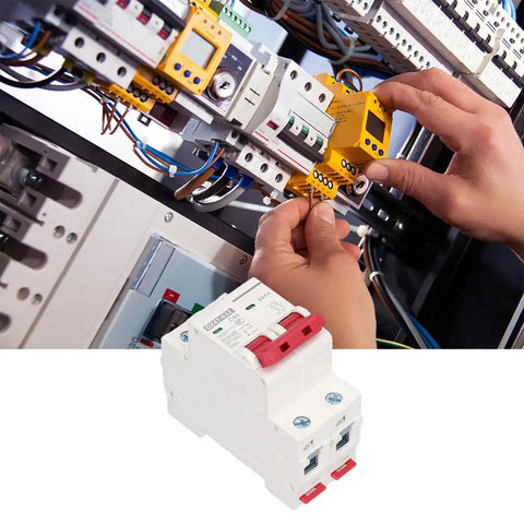 Installation of Miniature Circuit Breaker DZ47-63 C40 2 Pole Rail Mount For Industrial DIN Rail Systems Low Voltage DC 1000V