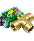 Heavy Duty Three Way Outdoor Reset Electronic Mixing Valve with brass connections for hydronic boiler heating systems.