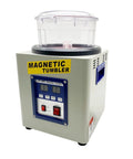 Pro Grade Hardcore Electric Magnetic Tumbler Polisher with timer controls, used for jewelry deburring and metal polishing.
