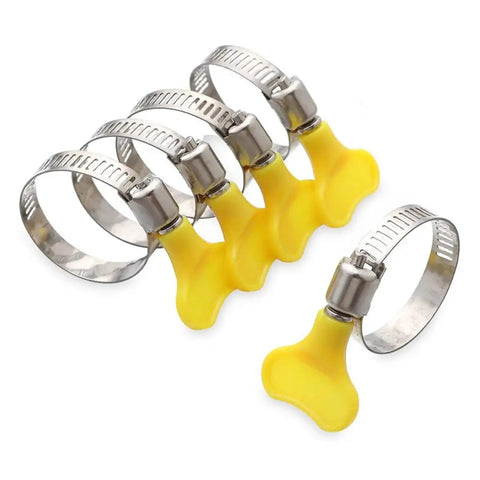 50 Pcs Heavy Duty Stainless Steel T Bolt Hose Clamp Kit For Auto Water Gas Exhaust Durable Adjustable Pipe Clamp Set Sealing Fix It Up, yellow grips