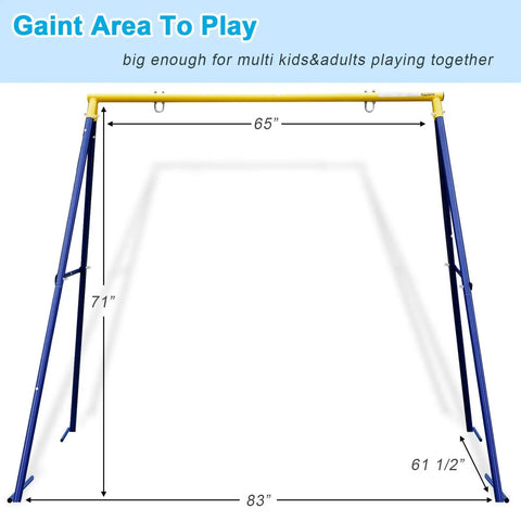 Dimensions of Heavy Duty 71 Inch Swing A Frame Stand for Backyard Fun, 440 Lb Weight Capacity, All Weather Rust Resistant Steel