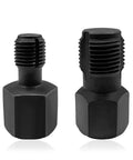 O2 Sensor Thread Repair Kit With M18 X 1.5 And M12 X 1.25 Adapters, showing two black metal adapters with hexagonal bases.