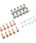 Plasma Cutter Consumables 23 27 30 Piece Set With 10 Electrodes 33366XL 10 80 Amp Cutting Tips 33418 And 10 Rings 33367 displayed