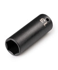 Bad Boy 1/4 Inch Drive Six Point Impact Socket 13 Millimeter viewed from the side, showcasing deep cavity and clear size markings.