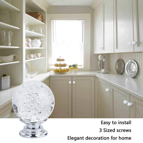 Kick Up Your Kitchen Vibe With Premium Transparent K9 Crystal Cabinet Knobs Set Of 10 Round Glass Bubbles For Drawers And Dressers Sleek Smooth Design With Sturdy Zinc Alloy Hardware