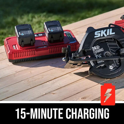 Heavy Duty Brushless Cordless Circular Saw Kit With 7-1/4 In Rear Handle Blade Delivering Badass Cutting Power Up To 600 Cuts Per Charge with battery charger