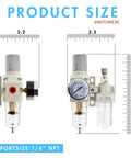 Diagram of One Quarter Inch NPT Air Compressor Regulator Filter Water Separator Combo with Gauge Zero to One Hundred Fifty PSI