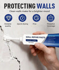 Person using Wall Repair Paste to fill a crack, product includes extender, focus on Drywall Patch Repair Paste With Scraper For DIY Home Fix
