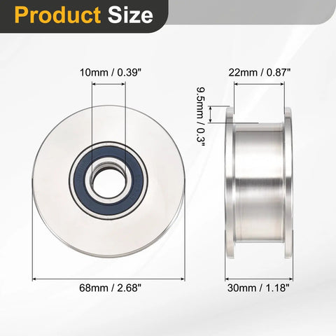 Heavy Duty H Groove Pulley Wheel Built Tough For Smooth Rolling Motion Crafted From Durable 201 Stainless Steel, 68mm size.