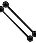 Industrial Barbell Stud Earrings 14 Gauge One And A Half Inch 38mm Black 316L Surgical Steel Scaffold Piercing Jewelry Two Pack