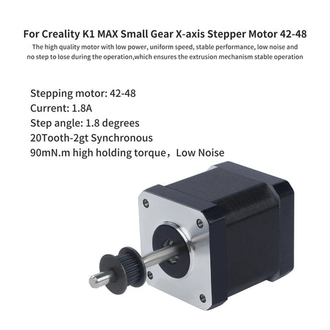 Go To Replacement X Axis Stepper Motor For K1 Max After 2024 Version, 42x42x48mm, 1.8 Degree, 1.8A, 20 Teeth Wheel Pulley