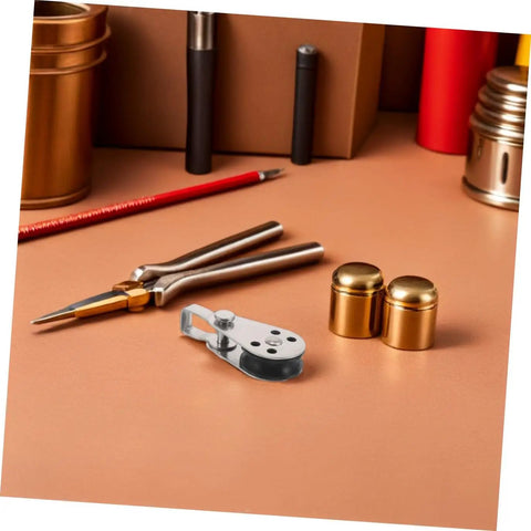 Stainless Steel Pulley Block Set With Marine Bearings And Roller Wheel Swivel Hardware For Kayak And Sailboat on a desk