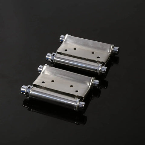 Double Action Spring Hinge for Swing Doors Self Closing Heavy Duty Hinges, pack of two, on black background