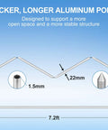 Diagram showing 22mm thick aluminum poles for Beach Sun Shelter Canopy Tent 11x14 Ft durability and support, 7.2ft length.