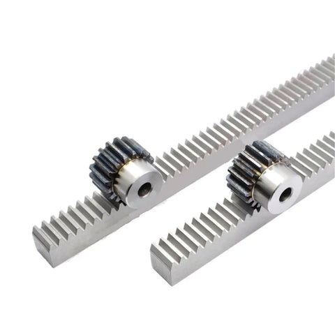 Beefy Steel Gear Rack for Precise Linear Motion, Heavy Duty 0.5M to 2M Lengths, Straight Teeth Drive Rack 10x10 shown in close-up