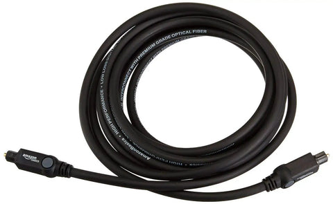 Toslink Digital Optical Audio Cable With Gold Plated Connectors For Soundbars And Home Theater 9.8 Feet coiled black fiber optic wire