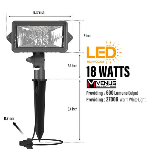 Two Pack Low Voltage Wall Wash Lights 12V LED Landscape Lighting 18W 600 Lumen Warm White 2700K Outdoor Spotlight black metal