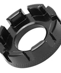 8 Way Bike Spoke Wrench Nipple Key in Molybdenum Steel for Wheel Truing, shown in black with 8 slots for adjustment