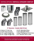 Venting options image for Ultra Heavy 250K BTU Vertical Natural Gas Garage Heater. Includes 5" diameter double wall B-vent components.