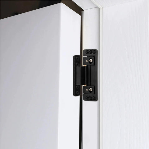 Hidden Door Hinges With Covers Zinc Alloy Heavy Duty Invisible Hinges For Secret Doors Adjustable Black Finish installed view