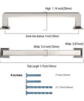 5 Inch Brushed Satin Nickel Cabinet Handles Set Of 20 For Kitchen Cabinets Drawers And Furniture DIY Ready Hardware With Screws Durable Pulls For Dresser Cupboard Wardrobe And Home Renovation showing dimensions and screws included