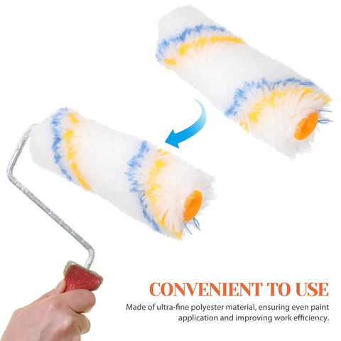 Set Of Ten Small Paint Roller Covers Game Changing Flat Head Design, ultra-fine polyester small paint rollers, ideal for detailed wall work.