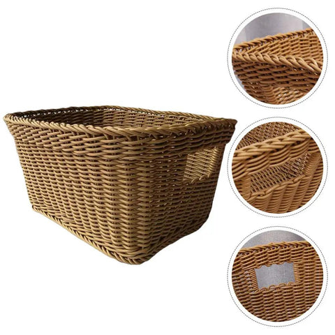 Large Woven Storage Basket With Handles For Laundry Bedroom And Bathroom Rustic Rattan Look Versatile Storage Bin For Towels