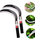 Ergonomic Garden Weeding Tool Set, Lightweight Manganese Steel Scythe Blade For Grass Cutting, Weeding, Harvesting, Durable Handheld Garden Tool For Various Tasks, 2 Pack with close-up details and usage scenarios.