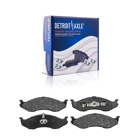 Front Brake Kit With Drilled And Slotted Rotors And Ceramic Brake Pads For 1999 Through 2006 Jeep Wrangler TJ displayed with box