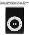 Close-up of Go To Pocket MP3 Player For On The Go Tunes showing front buttons, mini clip on design in lightweight black.