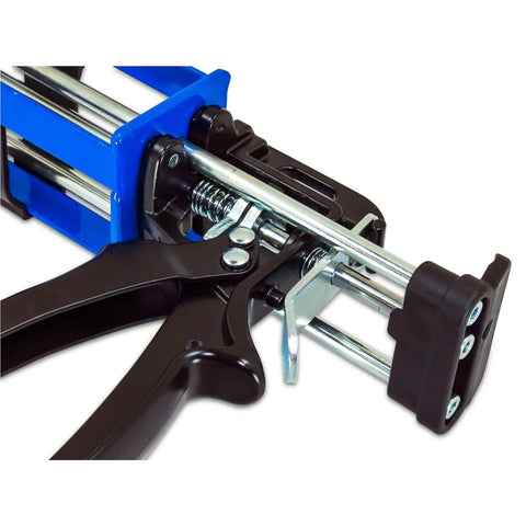 Close-up of Dual Cartridge Applicator Gun for 200mL 1to1 and 2to1 cartridges with smooth easy squeeze trigger mechanism.