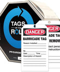 Caution Barricade Safety Tags By The Roll OSHA Compliant Waterproof Cardstock Resists Tears Durable American Made Signs