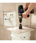 Using Two And A Quarter Inch Diamond Hole Saw With Vacuum Brazed Diamond Grit in porcelain tile.