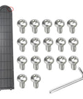 Replacement Bottom Battery Cover Screw Set For M365 Electric Scooter shown with deck screws, metal plate, and tool