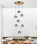 Smoke Crystal Pendant Light 1 Light Modern Prism Hanging Fixture With Mini LED 3W Adjustable Height Ceiling Lamp in dining room.