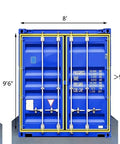 Shipping container door seal kit, rubber gaskets for 3-sided 8 ft 6 in left-hand door, shown on blue container doors
